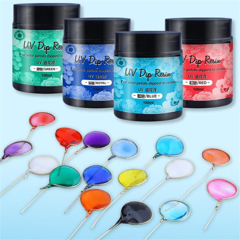 Flower Preservation Resin - 100 ml UV-DIP-Harzkleber für Drahtblumen, UV-Blumenherstellung,