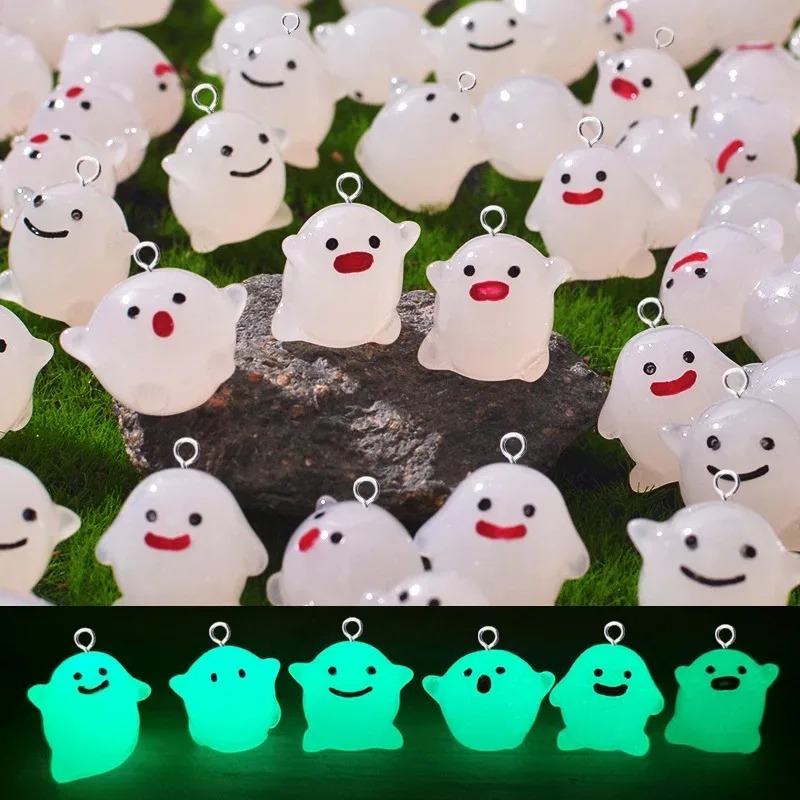 Resin Crafts Diy - 10 Stück Niedliche Leuchtende Weiße Geister-Harzanhänger