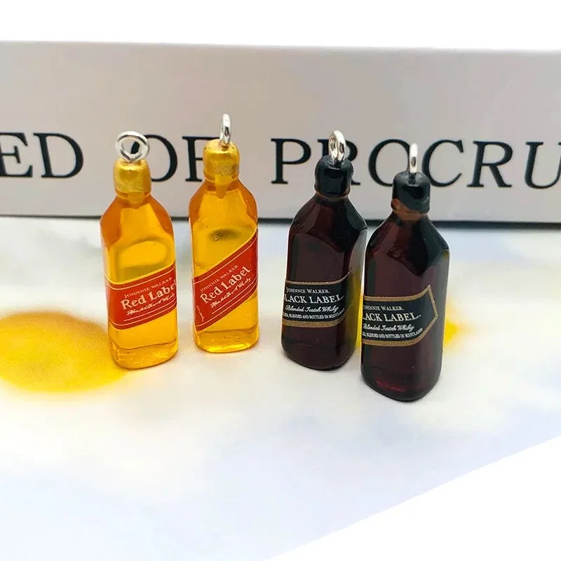Resin Crafts - 10 Stück kleine Weinbar-Flaschen-Harzanhänger, DIY-Ohrring-Zubehör, Mini-Anhänger